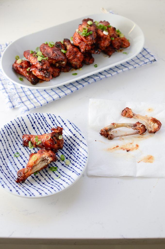 These baked chicken wings with sweet and spicy glaze are steady finger food.