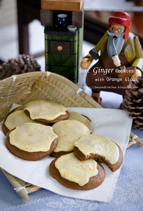 Soft ginger cookies frosted with orange glaze.
