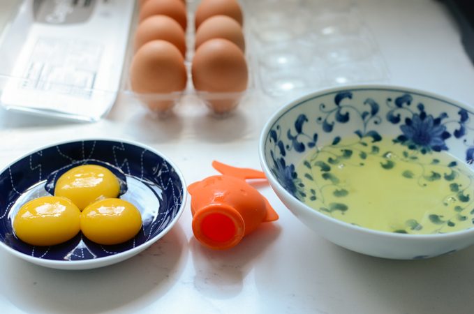 Egg yolks and white seperated.