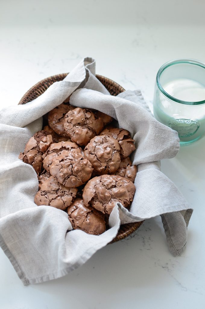 Chocoate Chewies are meringue based crispy chewy cookies with crackled top.