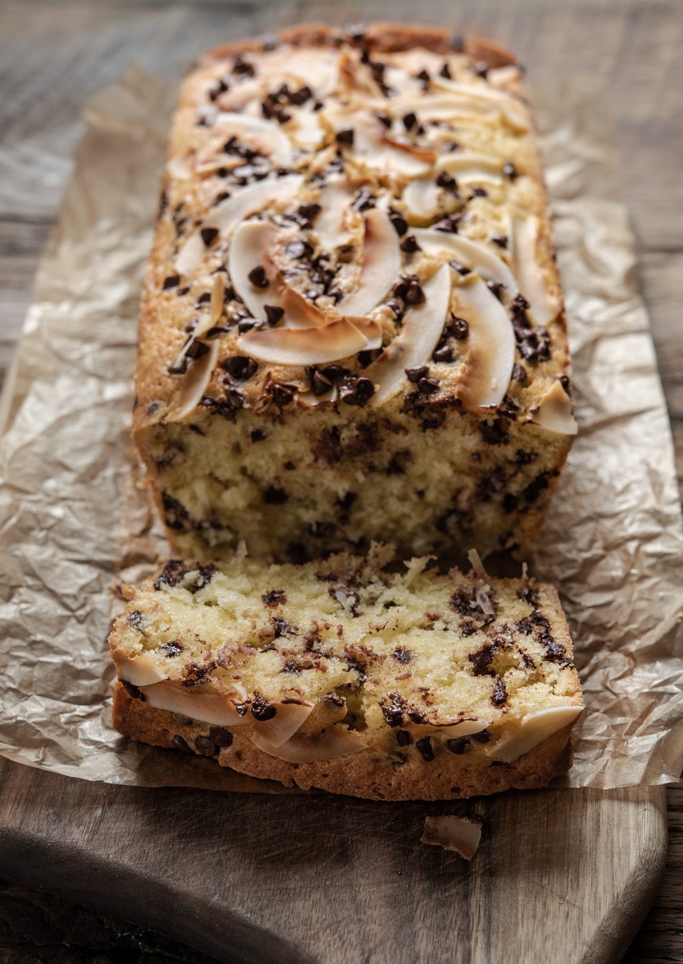 Coconut chocoate chip loaf cake