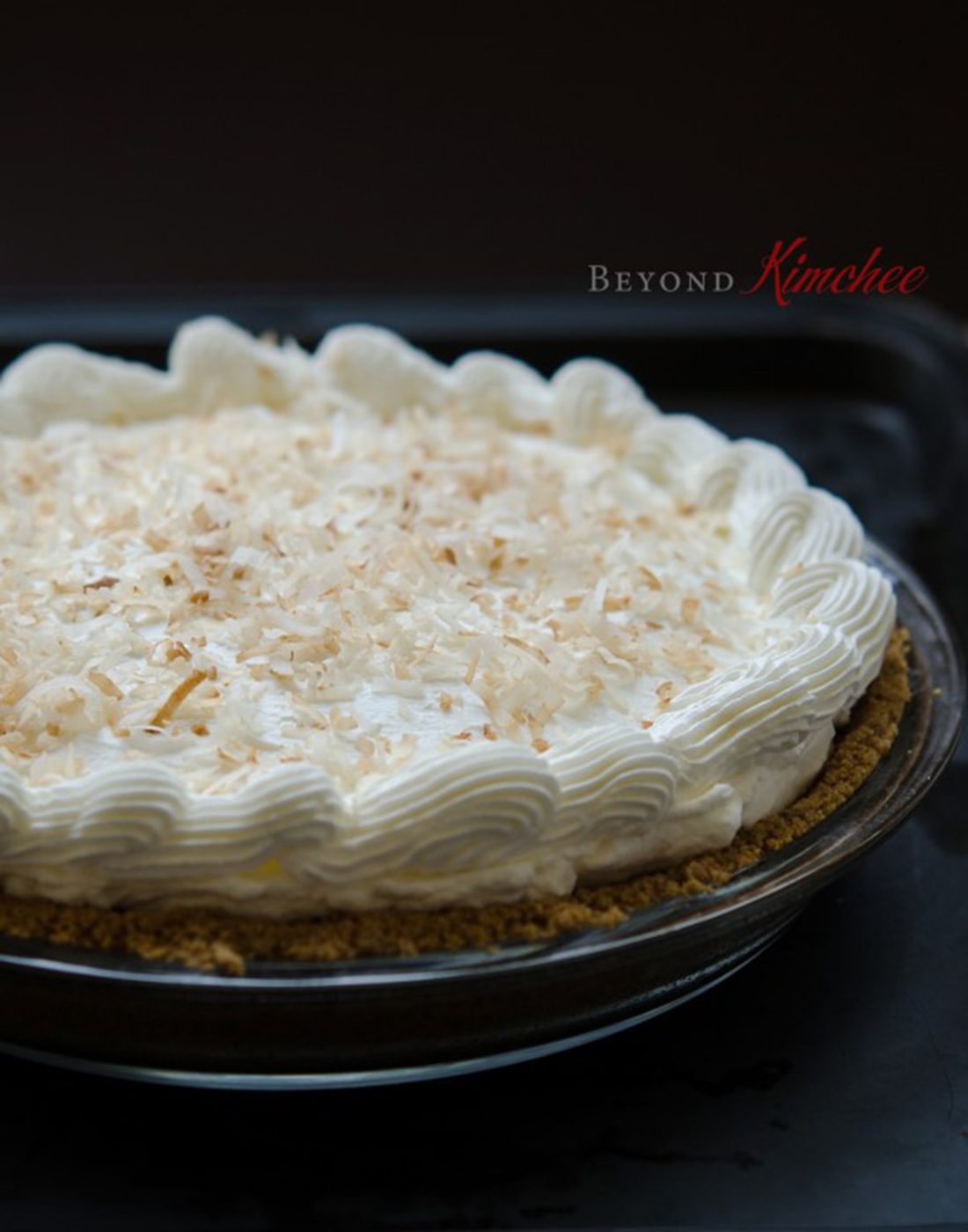 Garnished coconut cream pie.
