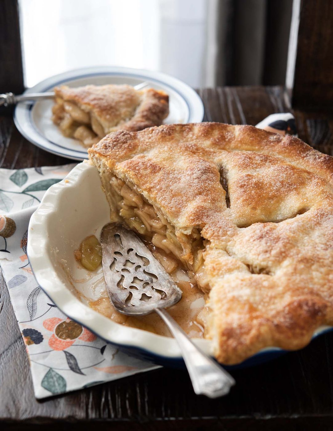 deep dish apple pie with soft spiced apple filling