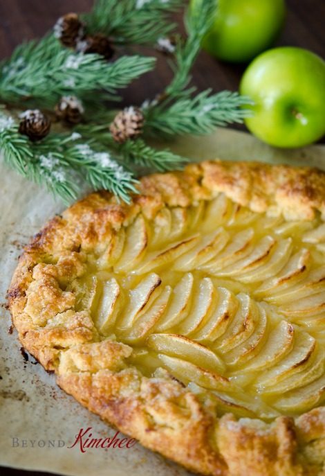 Apple tart has a crispy crust with soft apple filling.