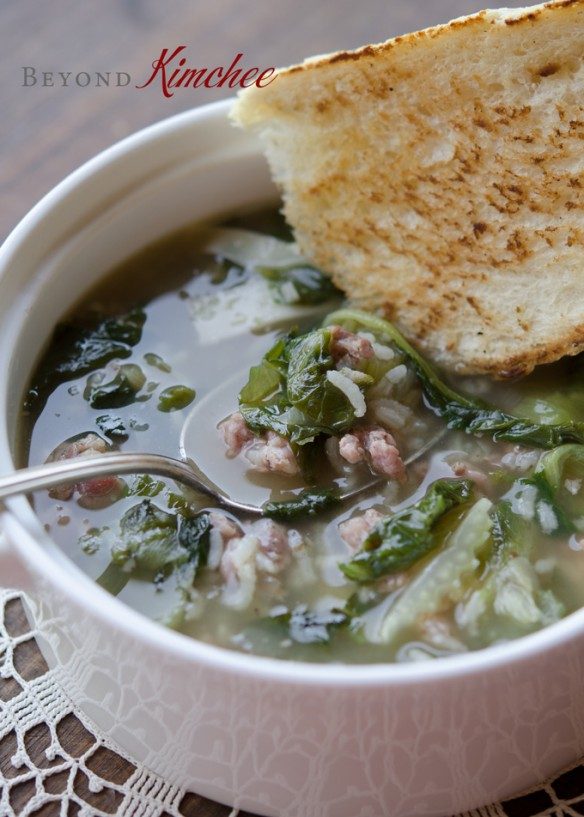 Escarole Soup with Sausage and Rice