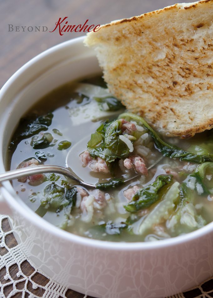 Escarole Soup with Sausage and Rice