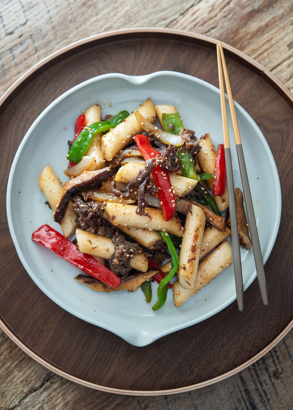Gungjung tteokbokki served in a serving dish.