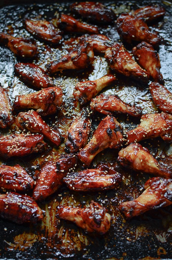 Chicken wings baked in honey balsamic glaze.