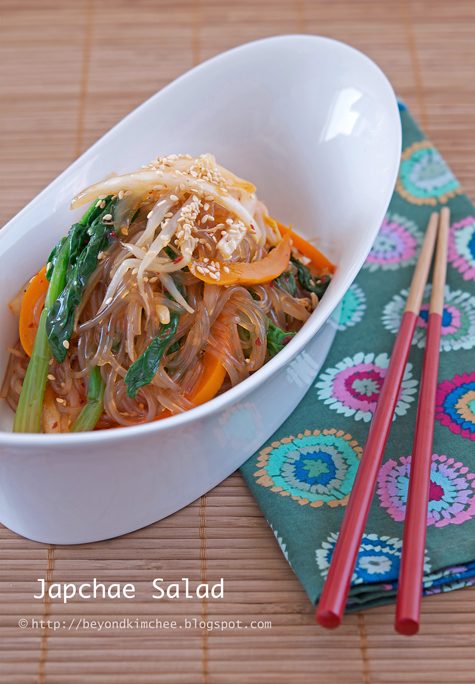 Japchae salad in a bowl.