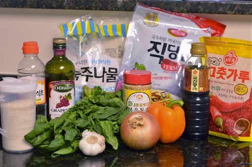 Ingredients for japchae salad.