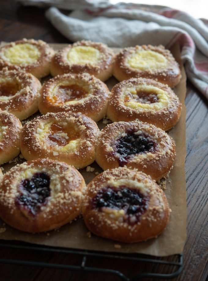 Freshly baked kitchen-made Czech kolaches served as a sweet breakfast treat.
