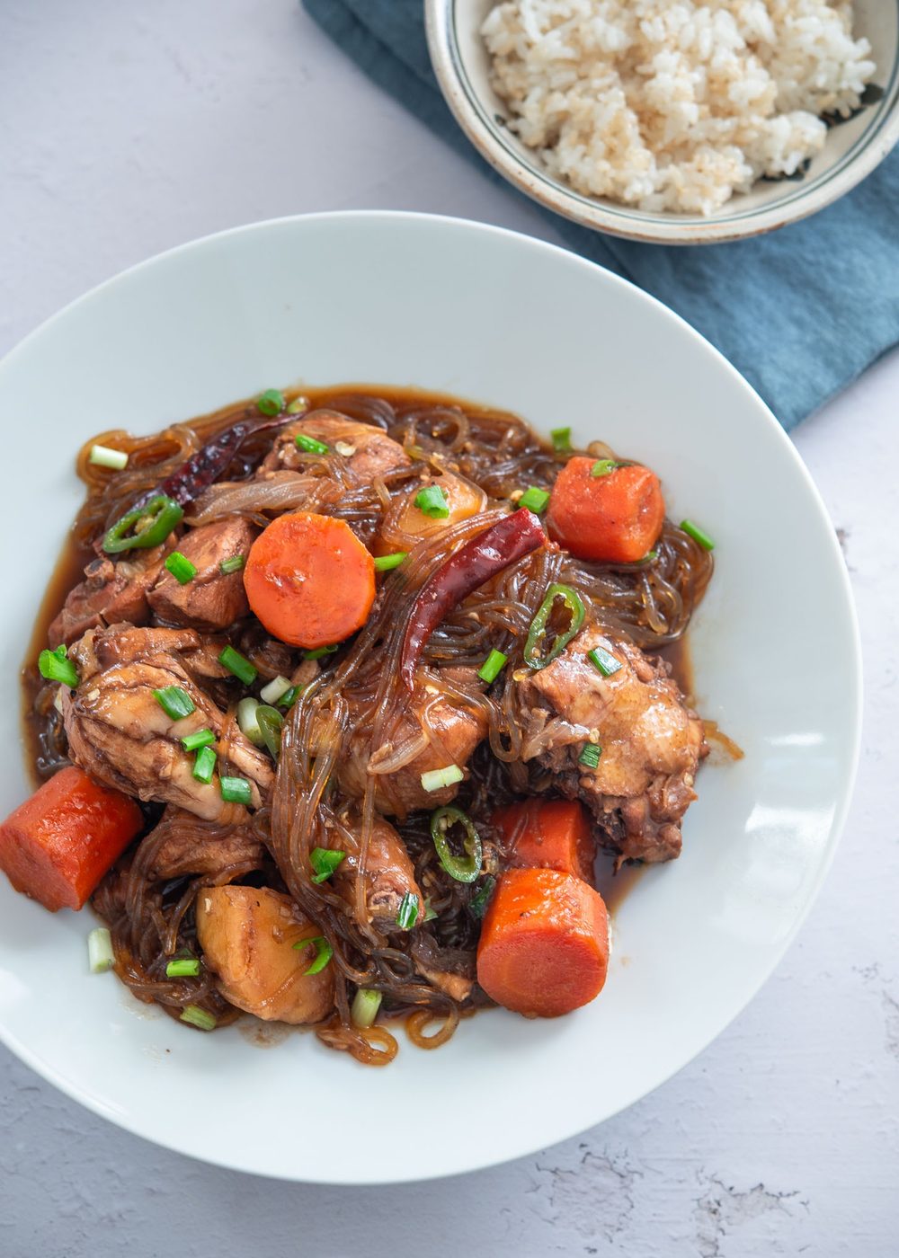 Jjimdak in a serving bowl.