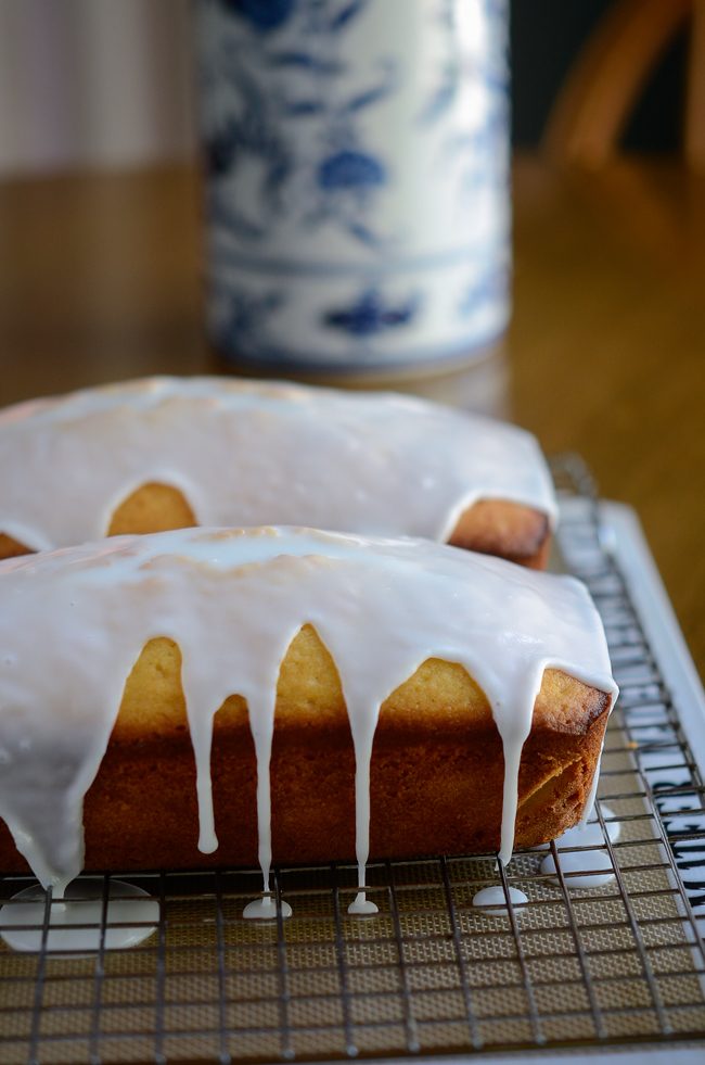 Lemon Loaf Cake is drizzled with lemon icing