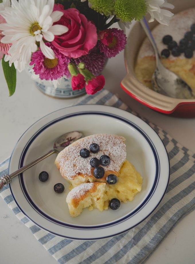 Light lemon cake and lemon pudding comes together in one pan