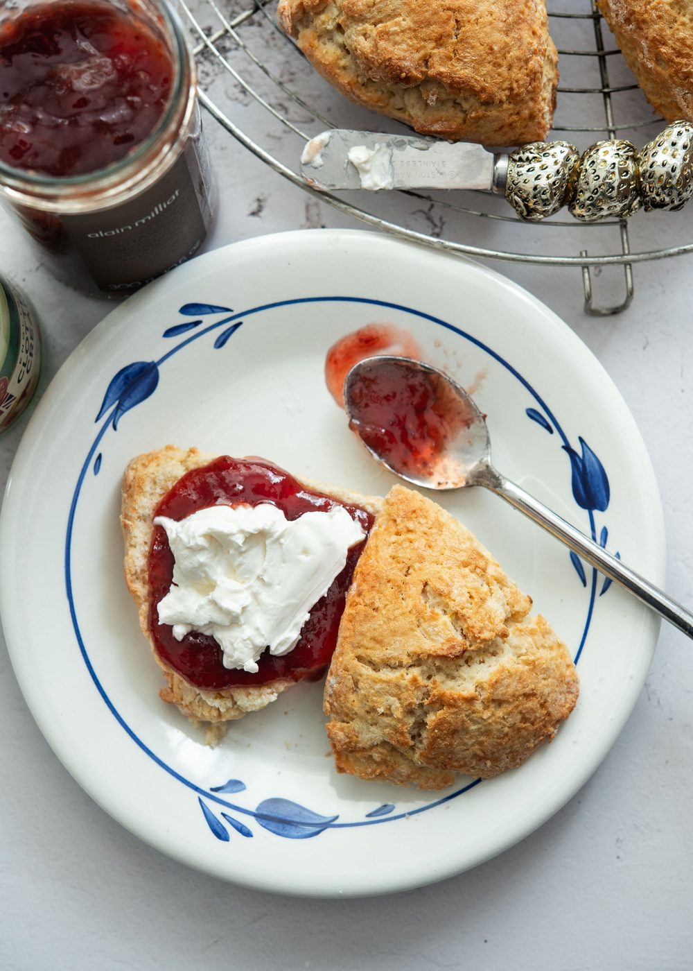 Lemonade scones with jam and clotted cream.