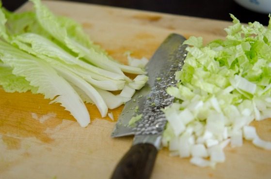 cabbage is finely chopped