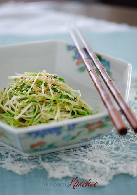 Sauteed pea sprouts in a dish.