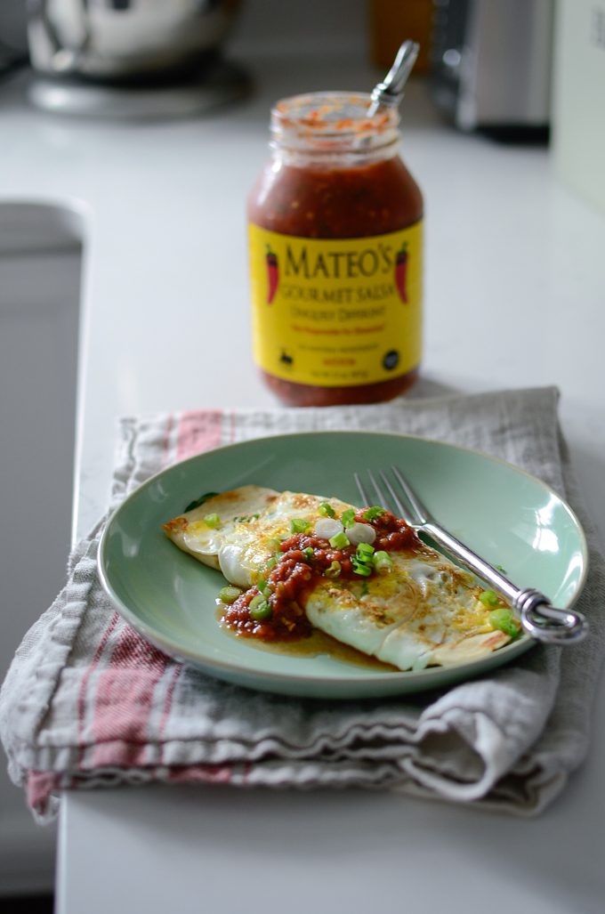 Left over tortilla and egg makes a short breakfast.