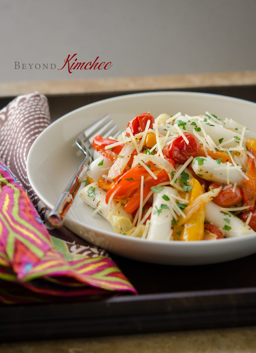 Rice Cakes with Roasted Peppers and Tomatoes