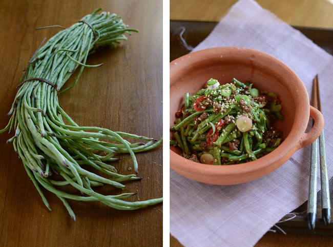 Snake Beans and Korean Beef Sauce