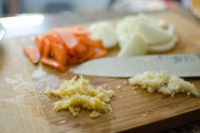 Garlic and ginger minced.
