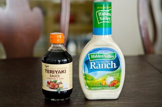 Store-bought teriyaki sauce and ranch dressing are used to make this chicken recipe.