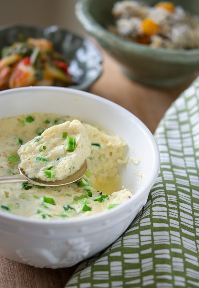 This savory Tofu and Egg Pudding is cooked in a microwave