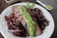 Grilled Tri-Tip with Arugula-Blue Cheese Pesto