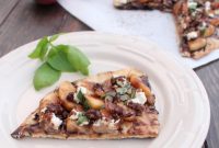 Golden Peach Flatbread with Tangy Chevre and Balsamic Drizzle