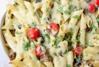 Zesty Taco Pasta Bake with Avocado Cream