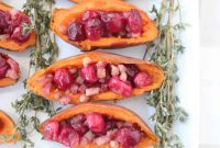 Holiday Sweet Potato Skins with Cranberry-Pancetta Topping