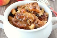 Autumn Apple Bread Pudding Drenched in Caramel