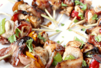 Sticky Teriyaki Bacon Wrapped Chicken Skewers