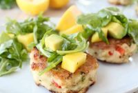 Tropical Coconut Crab Cakes with Zesty Mango Arugula Salad