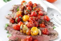 Tuscan Flank Steak with Sweet Roasted Cherry Tomatoes