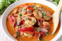 Vibrant Red Curry Shrimp
