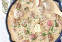 Hearty German Meatball and Potato Bake