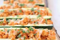 Tangy Buffalo Chicken Zucchini Bake