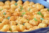Loaded Buffalo Cheeseburger Tater Tot Casserole