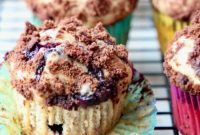Blueberry Cheesecake Muffins with Chocolate Streusel