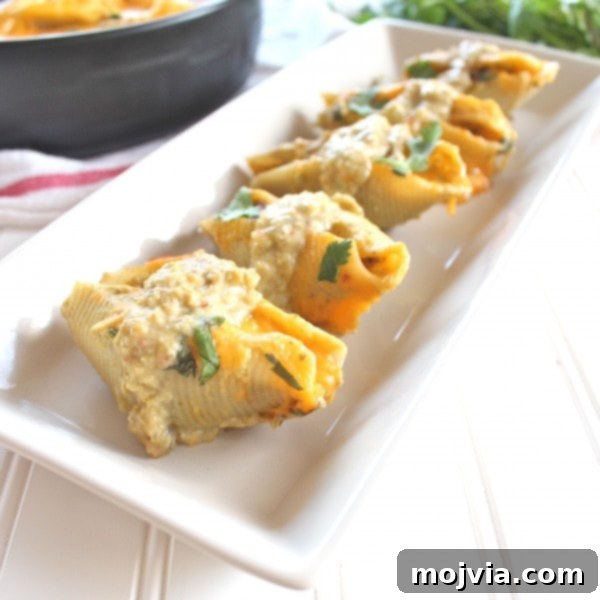 Mexican Stuffed Shells with Green Chili Sauce