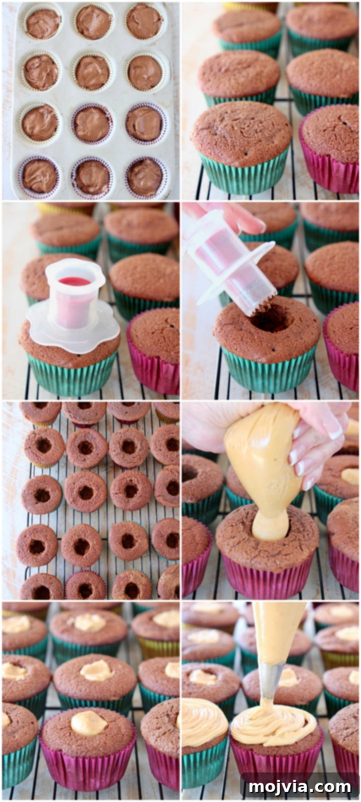 Wholesome Peanut Butter Chocolate Gluten Free Delights 4 Peanut butter filled chocolate cupcake instructional images