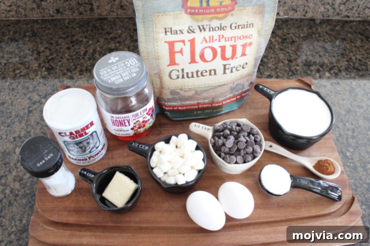 Gluten Free Smores Waffles Ingredients laid out