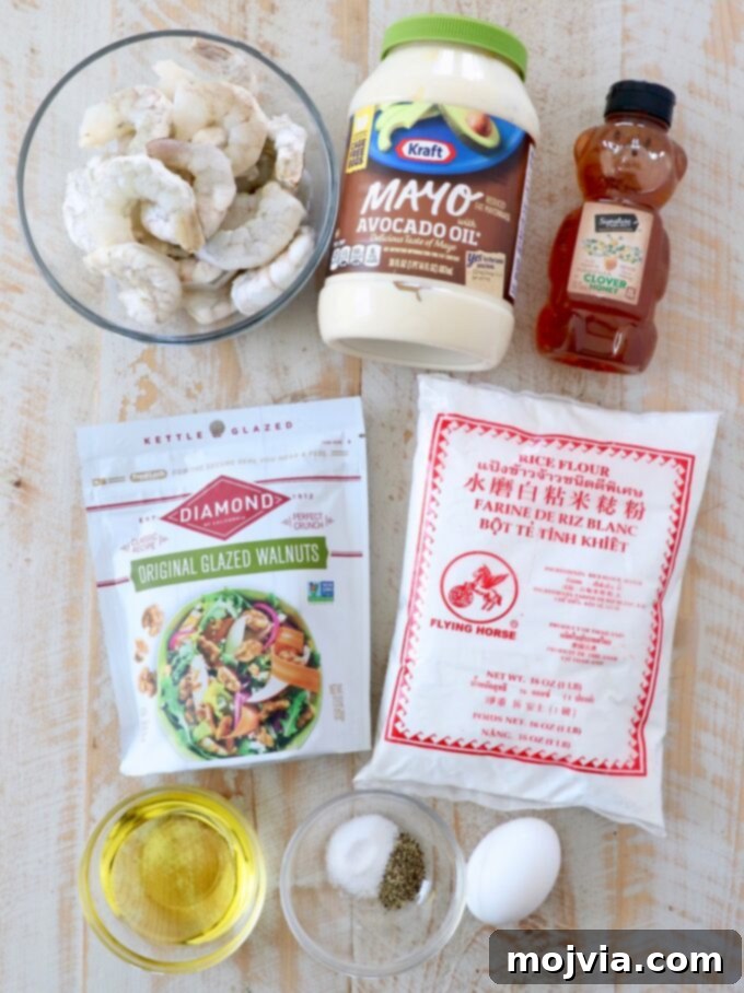 Golden Honey Walnut Prawns 3 ingredients for honey walnut shrimp
