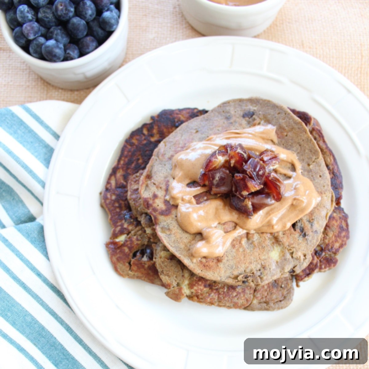 Energizing Banana-Date Protein Griddlecakes 8 Protein Pancakes with Peanut Butter Syrup