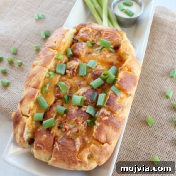 Loaded Baked Potato Pull Apart Bread, freshly baked