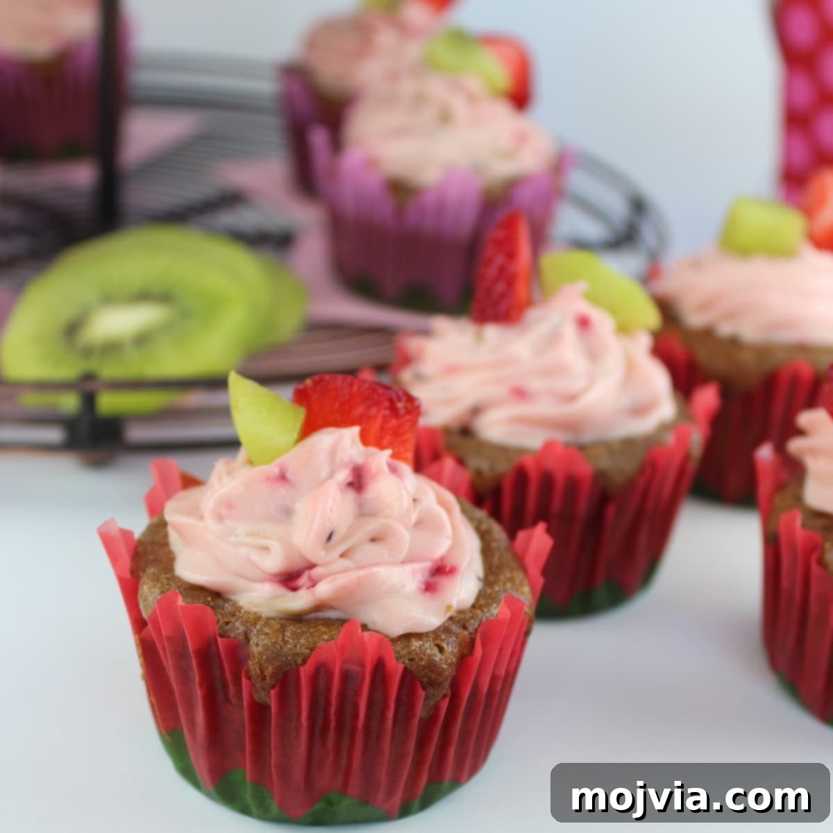 Zesty Strawberry Kiwi Cupcakes 10 Fresh Strawberry Kiwi Cupcakes Ready to Serve