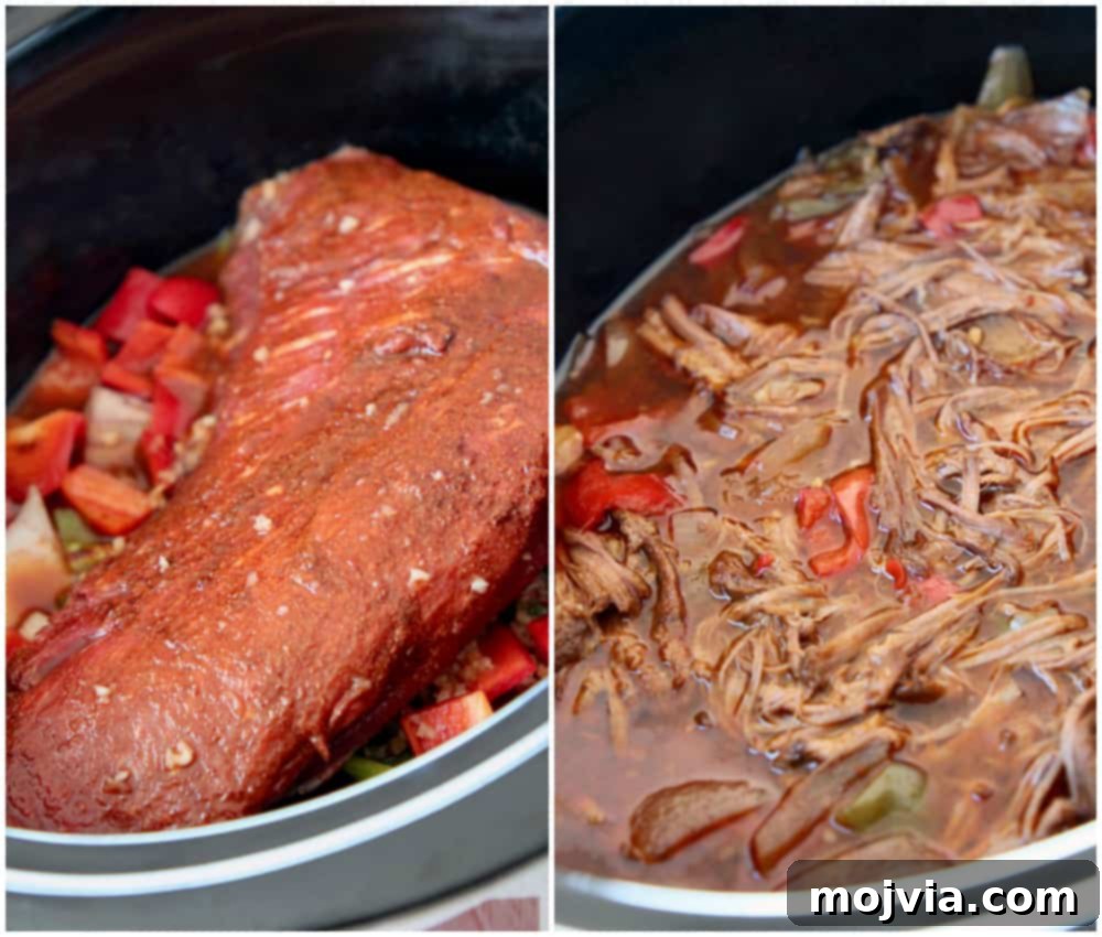 Crockpot Pulled Beef Tacos 4 Mexican shredded beef in the slow cooker
