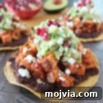 Turkey Tostada with Pomegranate Guacamole