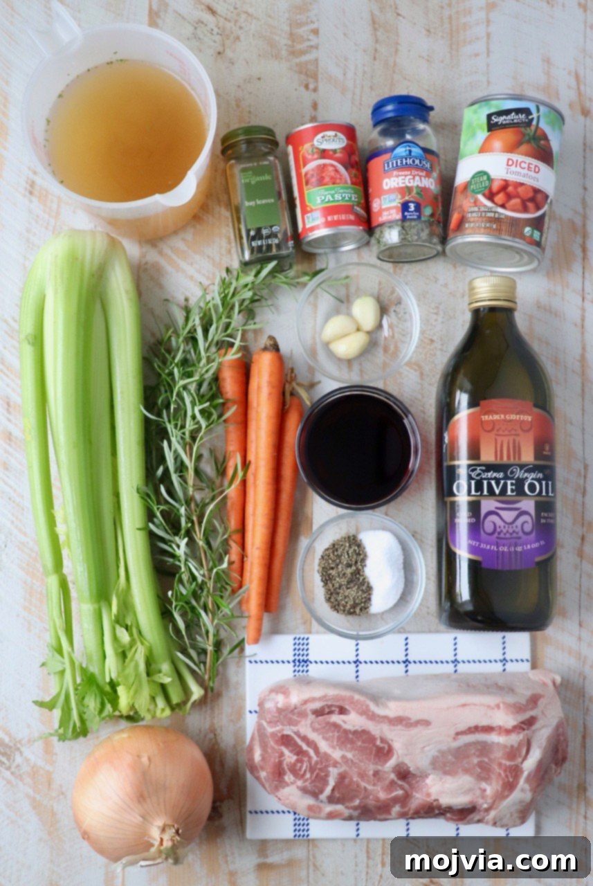 Braised Pork Ragu 3 ingredients for pork ragu